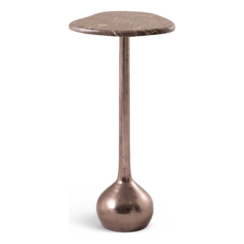 Meridian Furniture Vireo Brown Genuine Marble Top And Aluminum Base Drink Table