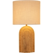 Meridian Furniture Caldera Travertine And Linen Textured Fabric Table Lamp