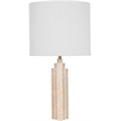 Meridian Furniture Caldera Travertine And Linen Textured Fabric Table Lamp