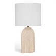 Meridian Furniture Caldera Travertine And Linen Textured Fabric Table Lamp