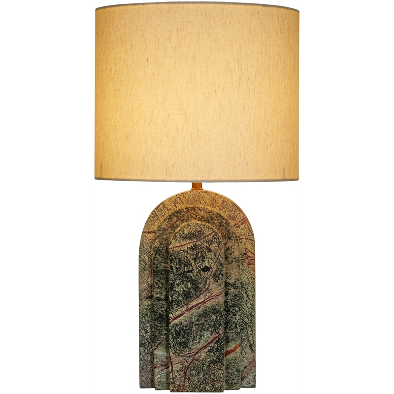 Meridian Furniture Caldera Forest Green Genuine Marble And Fabric Table Lamp