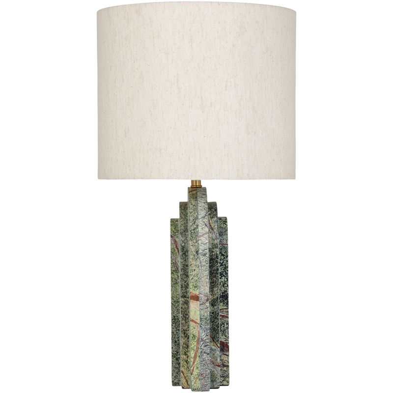Meridian Furniture Caldera Forest Green Genuine Marble And Fabric Table Lamp