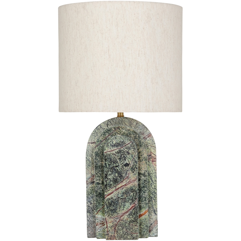 Meridian Furniture Caldera Forest Green Genuine Marble And Fabric Table Lamp
