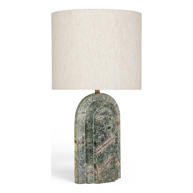 Meridian Furniture Caldera Forest Green Genuine Marble And Fabric Table Lamp