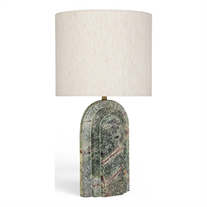Meridian Furniture Caldera Forest Green Genuine Marble And Fabric Table Lamp