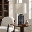 Meridian Furniture Caldera Grey Genuine Marble And Fabric Table Lamp