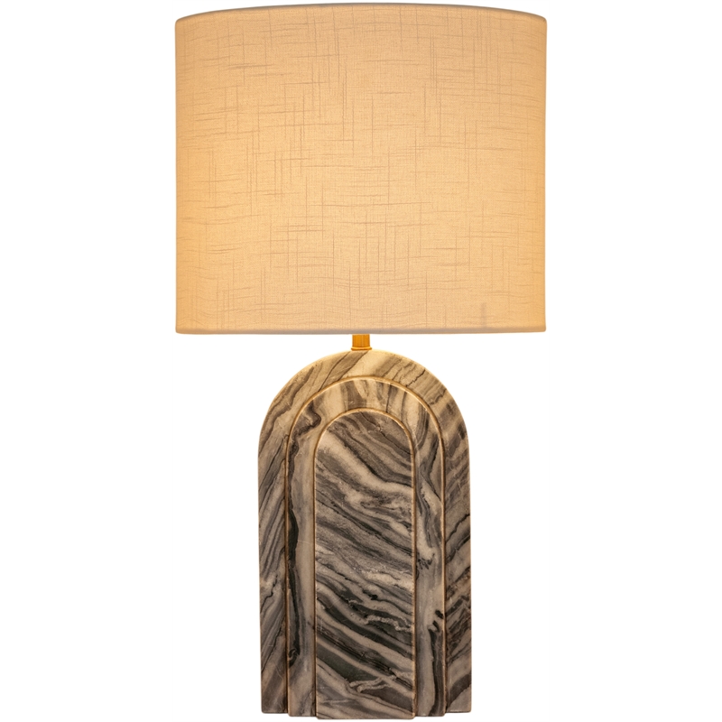 Meridian Furniture Caldera Grey Genuine Marble And Fabric Table Lamp