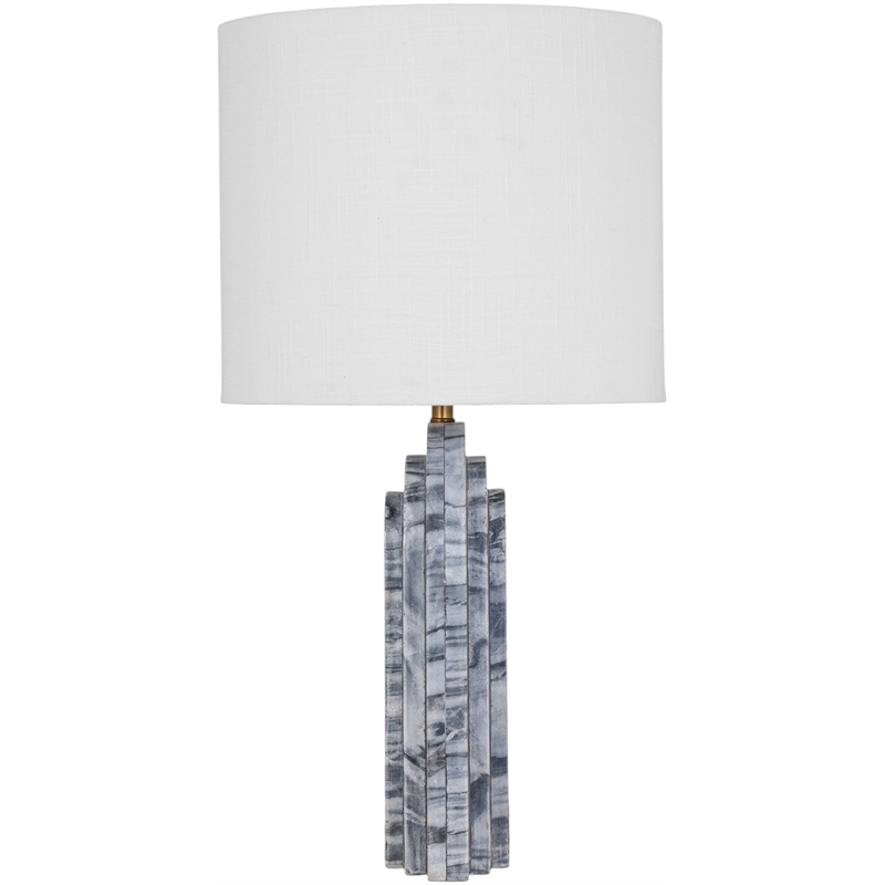 Meridian Furniture Caldera Grey Genuine Marble And Fabric Table Lamp
