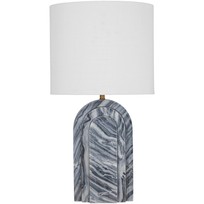 Meridian Furniture Caldera Grey Genuine Marble And Fabric Table Lamp