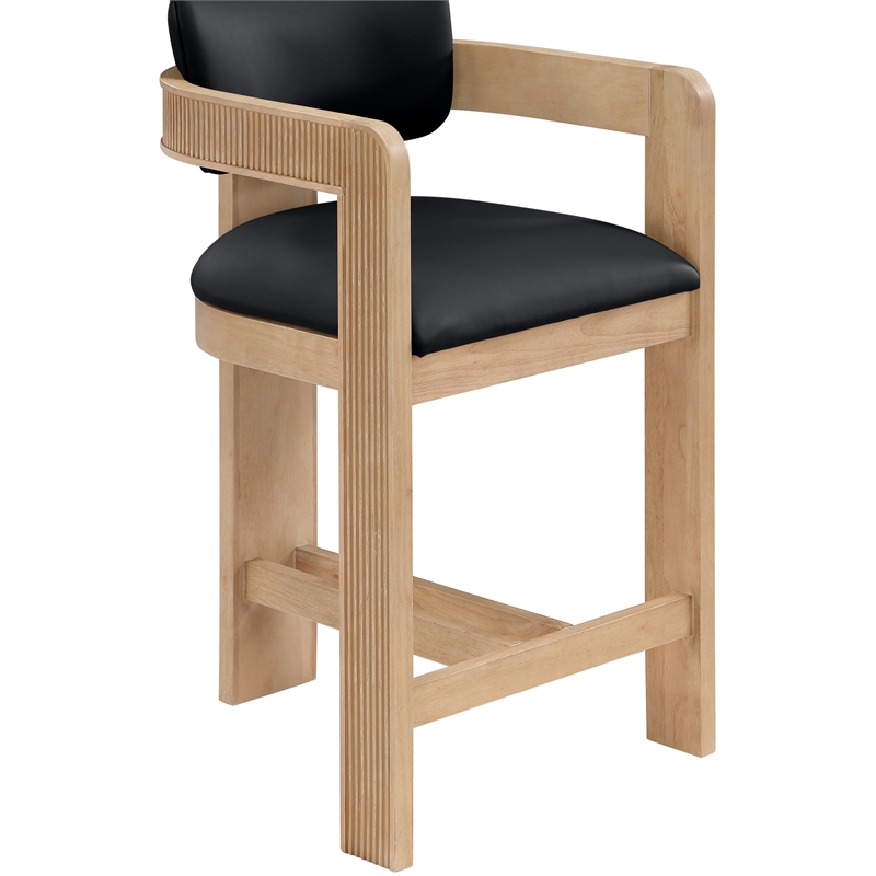 Meridian Furniture Sacha Black Vegan Leather Upholstered Counter Stool
