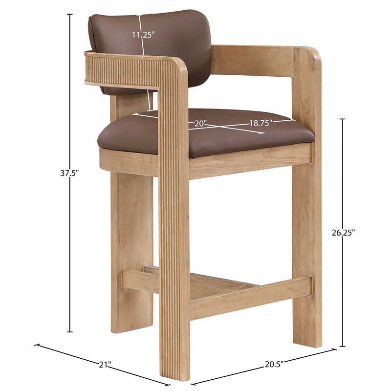 Meridian Furniture Sacha Brown Vegan Leather Upholstered Counter Stool
