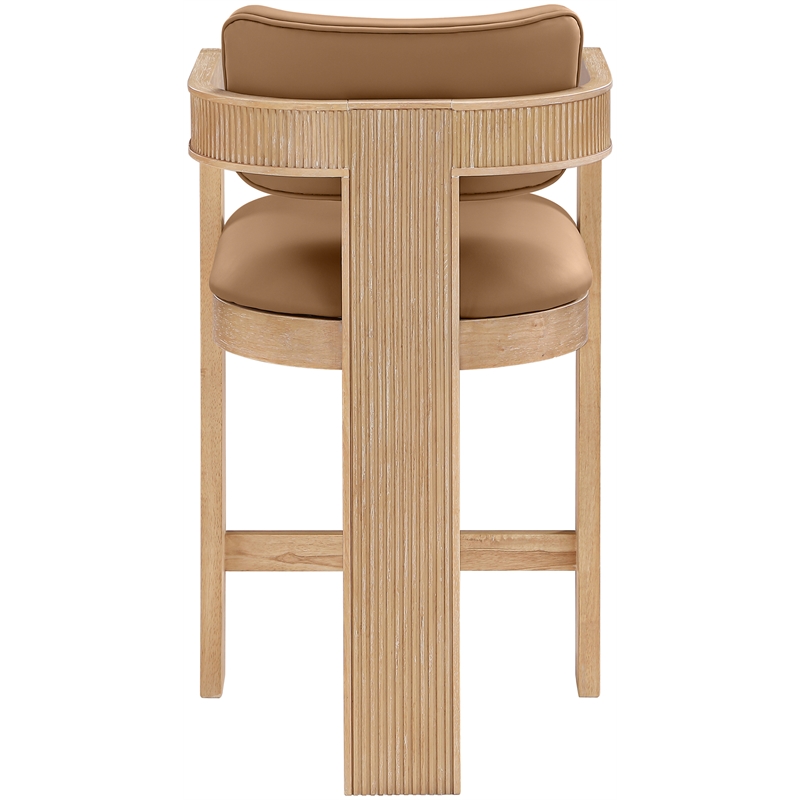 Meridian Furniture Sacha Cognac Vegan Leather Upholstered Counter Stool