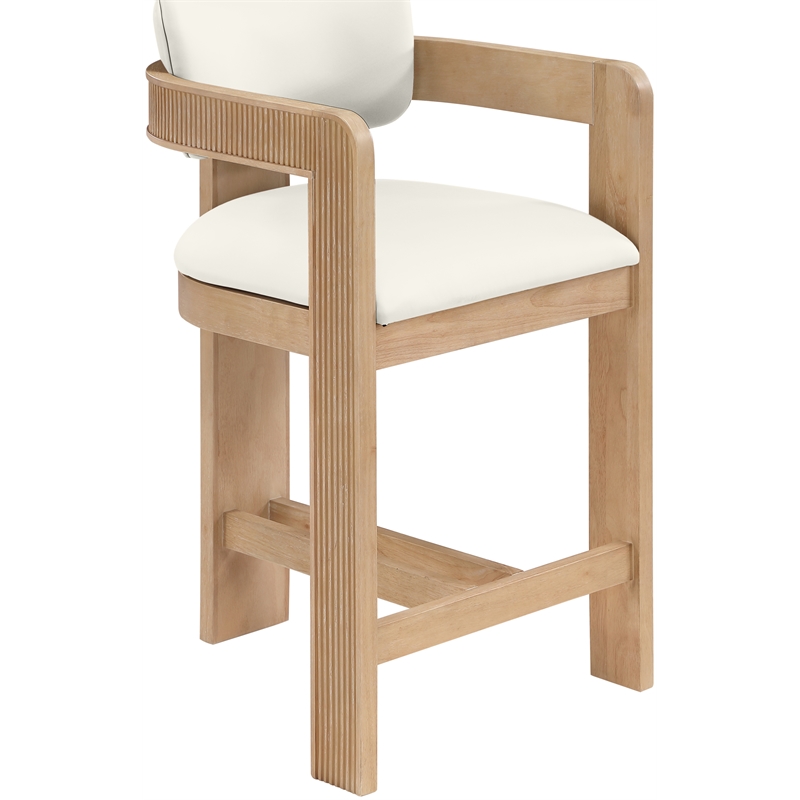 Meridian Furniture Sacha Cream Vegan Leather Upholstered Counter Stool