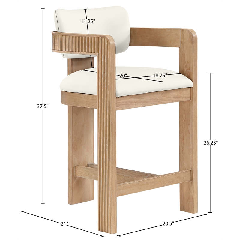 Meridian Furniture Sacha Cream Vegan Leather Upholstered Counter Stool