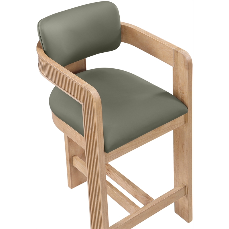 Meridian Furniture Sacha Olive Vegan Leather Upholstered Counter Stool