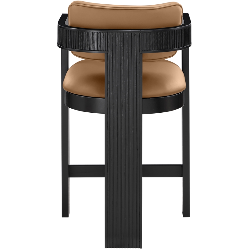 Meridian Furniture Sacha Cognac Vegan Leather Upholstered Counter Stool