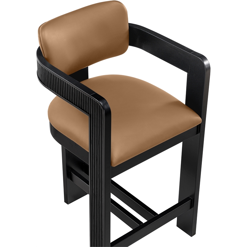 Meridian Furniture Sacha Cognac Vegan Leather Upholstered Counter Stool