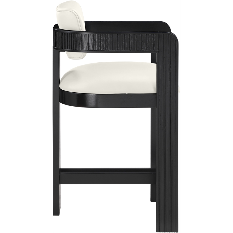 Meridian Furniture Sacha Cream Vegan Leather Upholstered Counter Stool