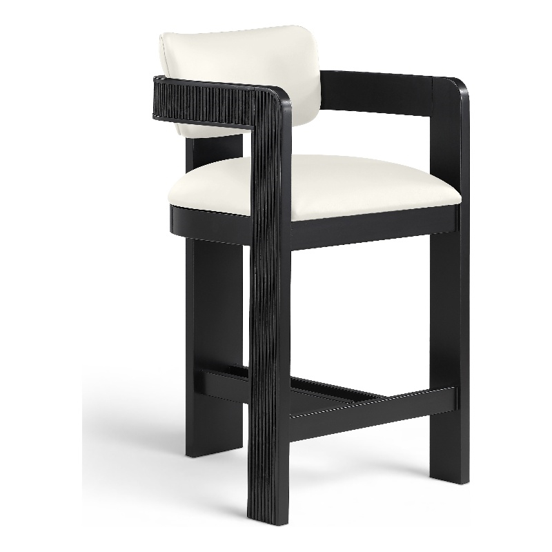 Meridian Furniture Sacha Cream Vegan Leather Upholstered Counter Stool