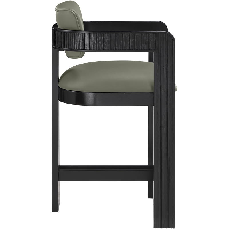 Meridian Furniture Sacha Olive Vegan Leather Upholstered Counter Stool