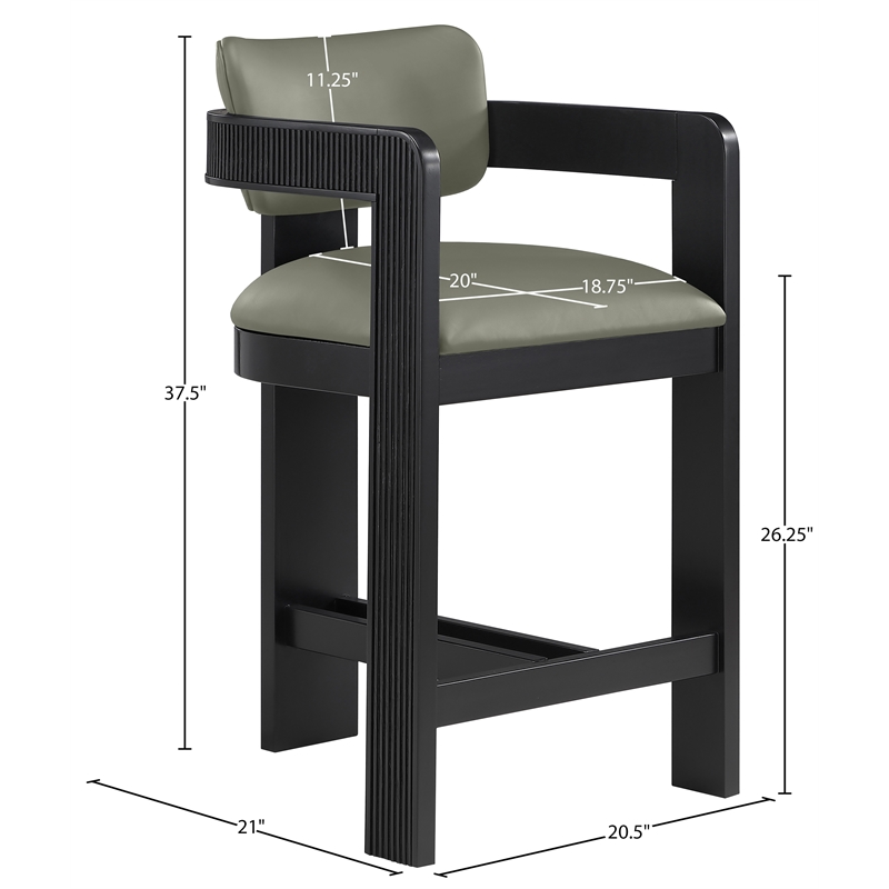 Meridian Furniture Sacha Olive Vegan Leather Upholstered Counter Stool
