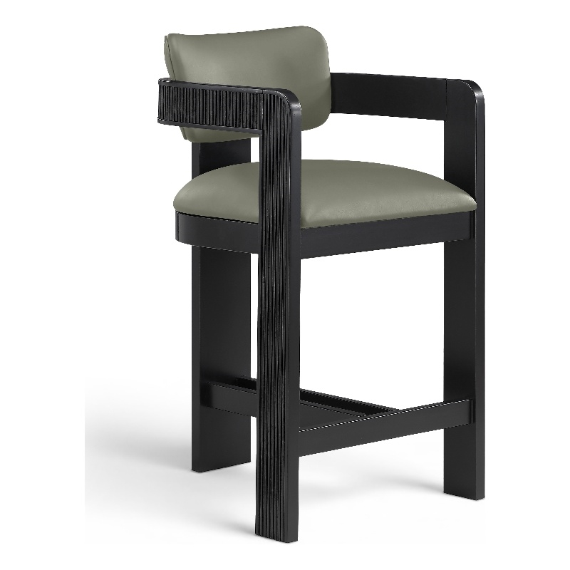 Meridian Furniture Sacha Olive Vegan Leather Upholstered Counter Stool