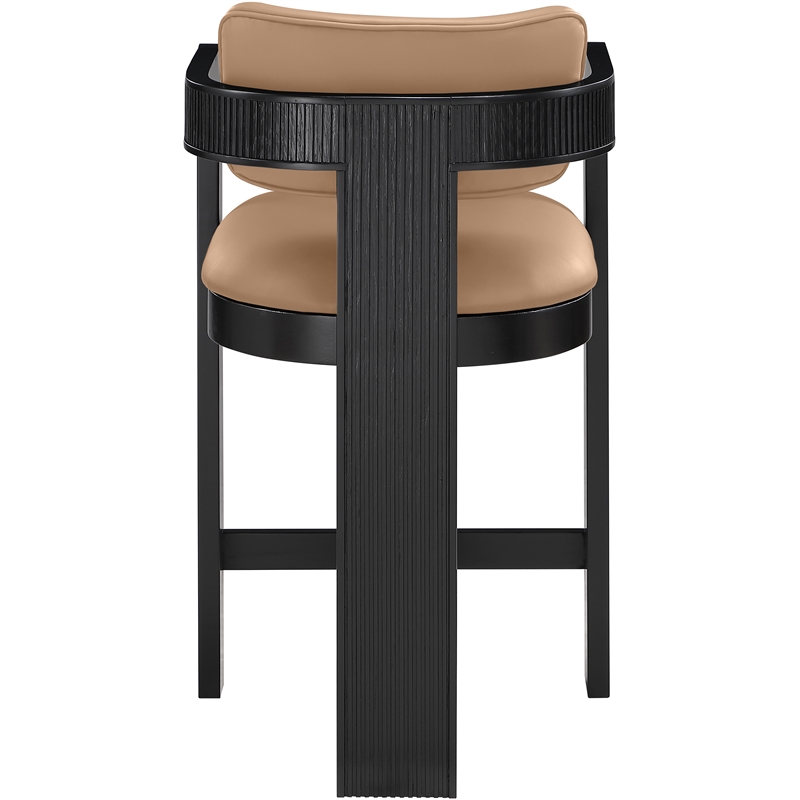 Meridian Furniture Sacha Tan Vegan Leather Upholstered Counter Stool
