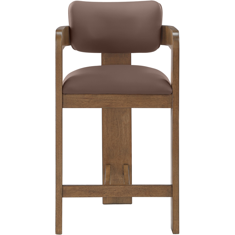Meridian Furniture Sacha Brown Vegan Leather Upholstered Counter Stool