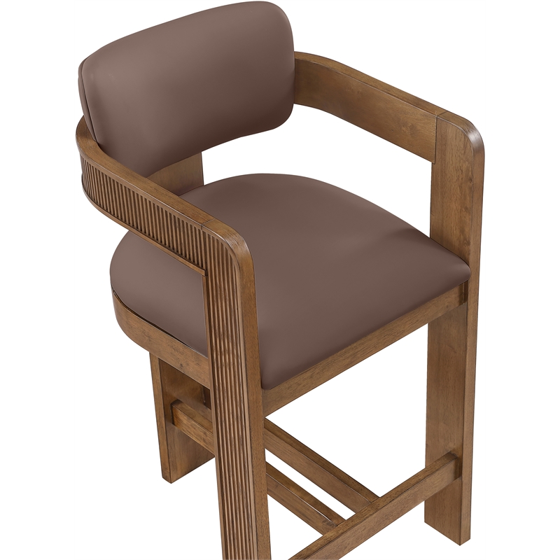 Meridian Furniture Sacha Brown Vegan Leather Upholstered Counter Stool