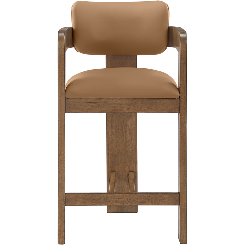 Meridian Furniture Sacha Cognac Vegan Leather Upholstered Counter Stool