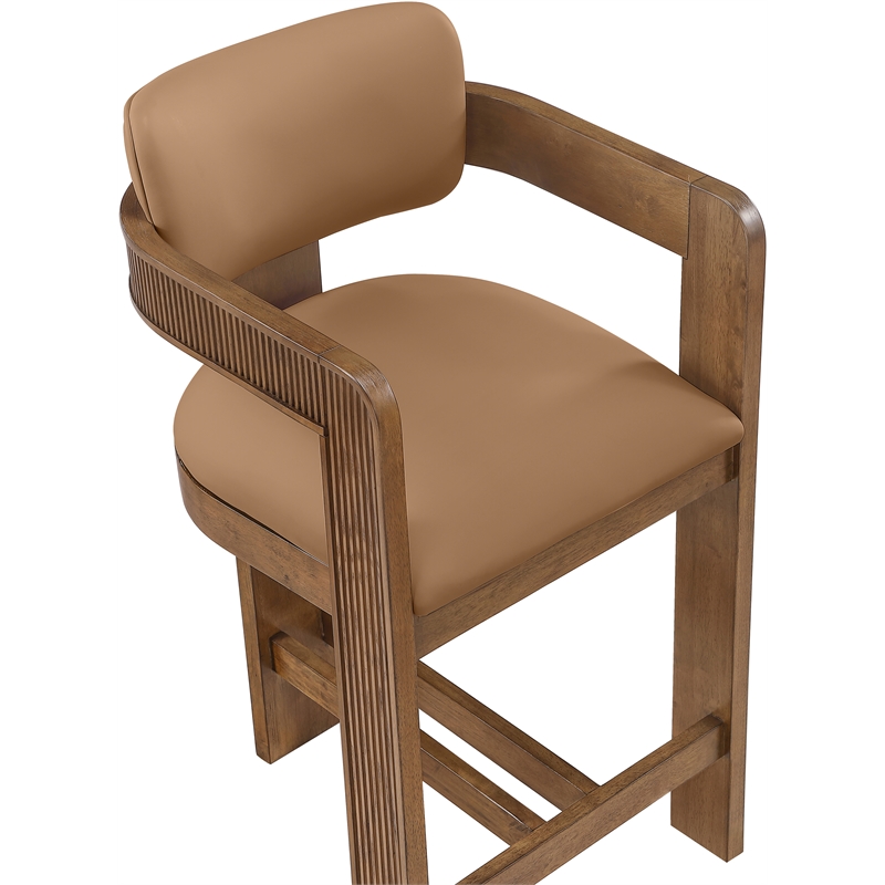 Meridian Furniture Sacha Cognac Vegan Leather Upholstered Counter Stool