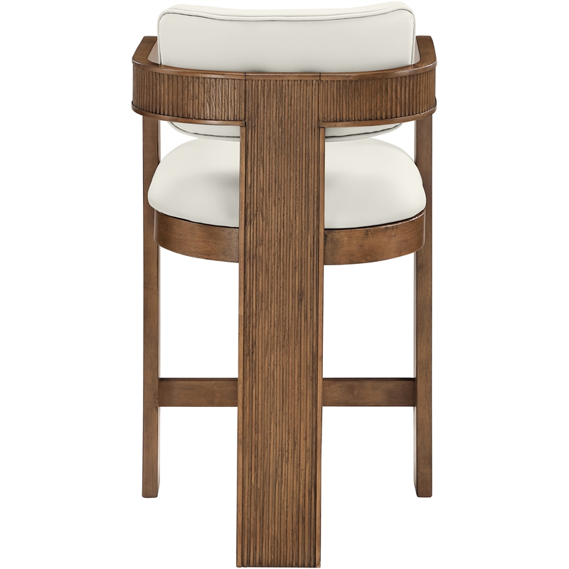 Meridian Furniture Sacha Cream Vegan Leather Upholstered Counter Stool