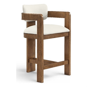 Meridian Furniture Sacha Cream Vegan Leather Upholstered Counter Stool