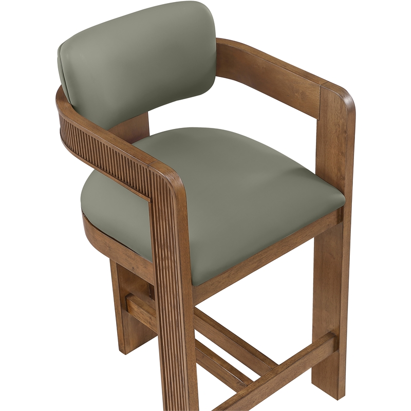 Meridian Furniture Sacha Olive Vegan Leather Upholstered Counter Stool