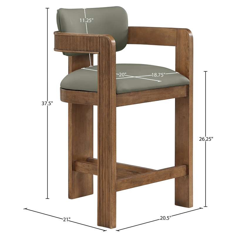Meridian Furniture Sacha Olive Vegan Leather Upholstered Counter Stool