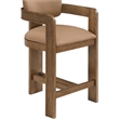 Meridian Furniture Sacha Tan Vegan Leather Upholstered Counter Stool