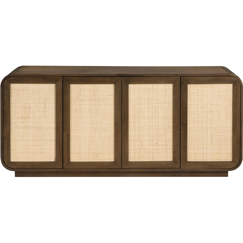Meridian Furniture Windsor Brown Solid Wood And Brown Cane Sideboard / Buffet