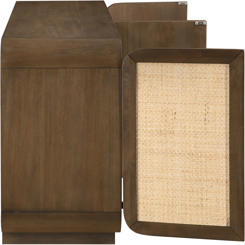 Meridian Furniture Windsor Brown Solid Wood And Brown Cane Sideboard / Buffet