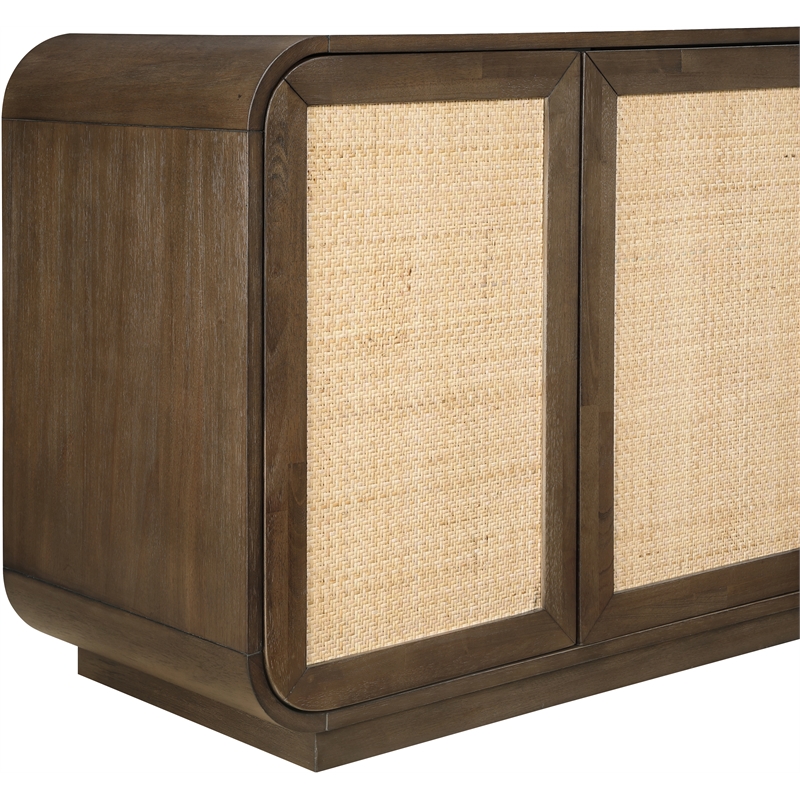 Meridian Furniture Windsor Brown Solid Wood And Brown Cane Sideboard / Buffet