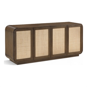 Meridian Furniture Windsor Brown Solid Wood And Brown Cane Sideboard / Buffet