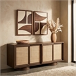 Meridian Furniture Windsor Brown Solid Wood And Brown Cane Sideboard / Buffet