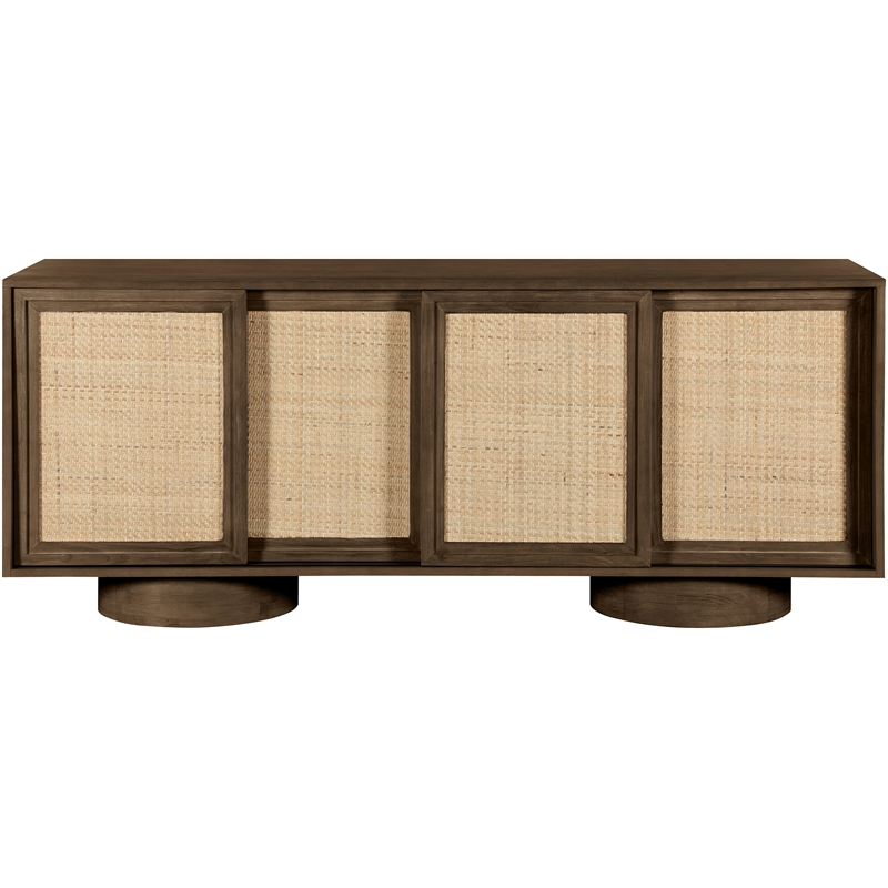 Meridian Furniture Windsor Brown Solid Wood And Brown Cane Sideboard / Buffet