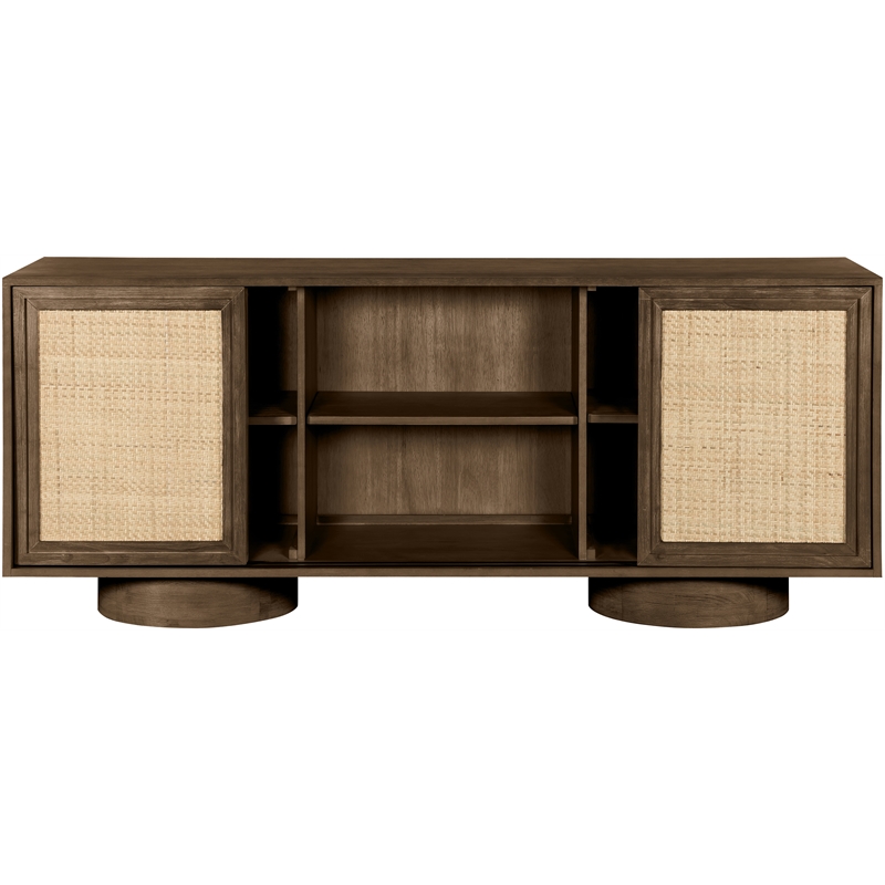 Meridian Furniture Windsor Brown Solid Wood And Brown Cane Sideboard / Buffet