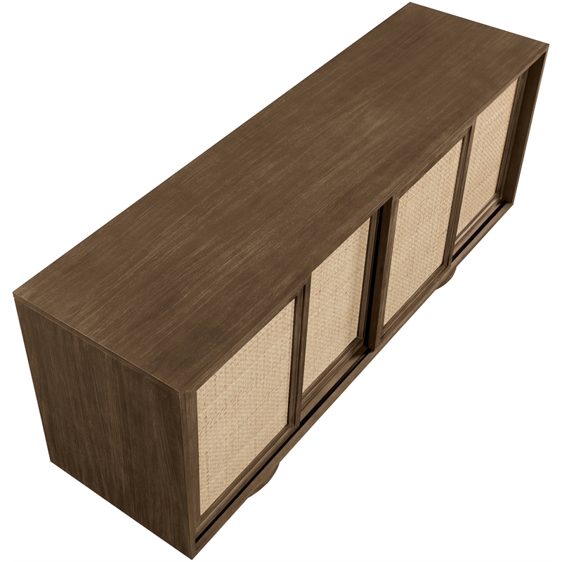 Meridian Furniture Windsor Brown Solid Wood And Brown Cane Sideboard / Buffet