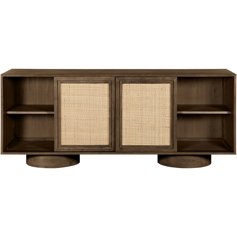 Meridian Furniture Windsor Brown Solid Wood And Brown Cane Sideboard / Buffet