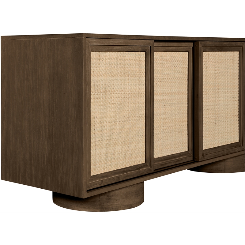 Meridian Furniture Windsor Brown Solid Wood And Brown Cane Sideboard / Buffet