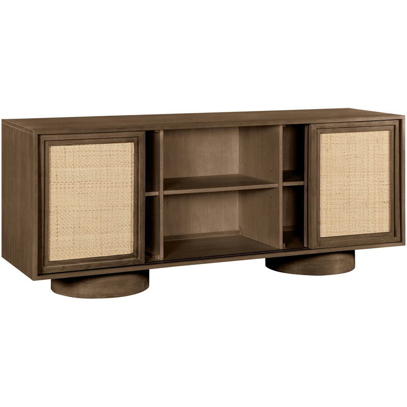 Meridian Furniture Windsor Brown Solid Wood And Brown Cane Sideboard / Buffet