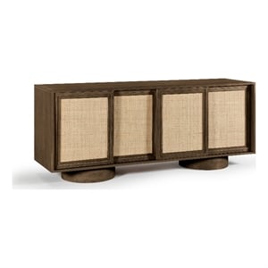Meridian Furniture Windsor Brown Solid Wood And Brown Cane Sideboard / Buffet