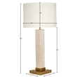 Meridian Furniture Pillar Travertine And Linen Textured Table Lamp