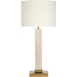 Meridian Furniture Pillar Travertine And Linen Textured Table Lamp